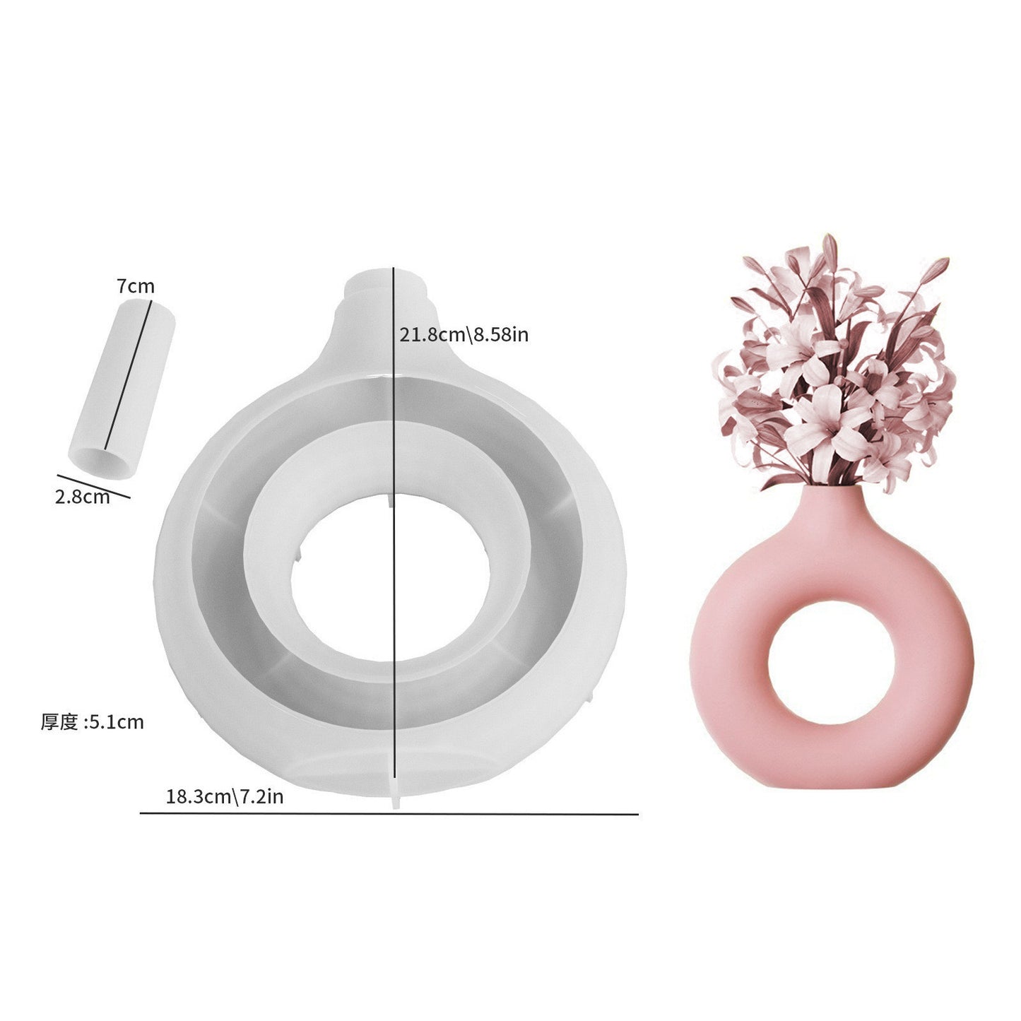 Nordic Donut Striped Vase Mold