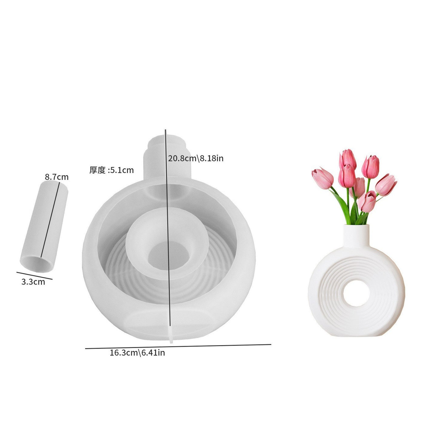 Nordic Donut Striped Vase Mold