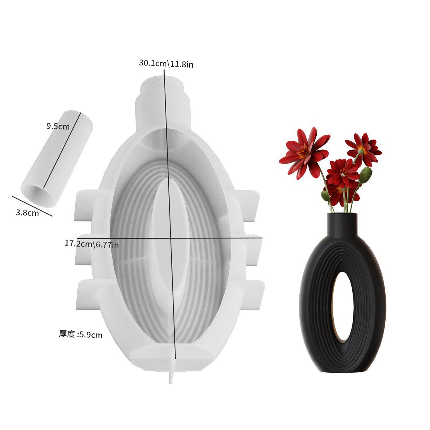 Nordic Donut Striped Vase Mold