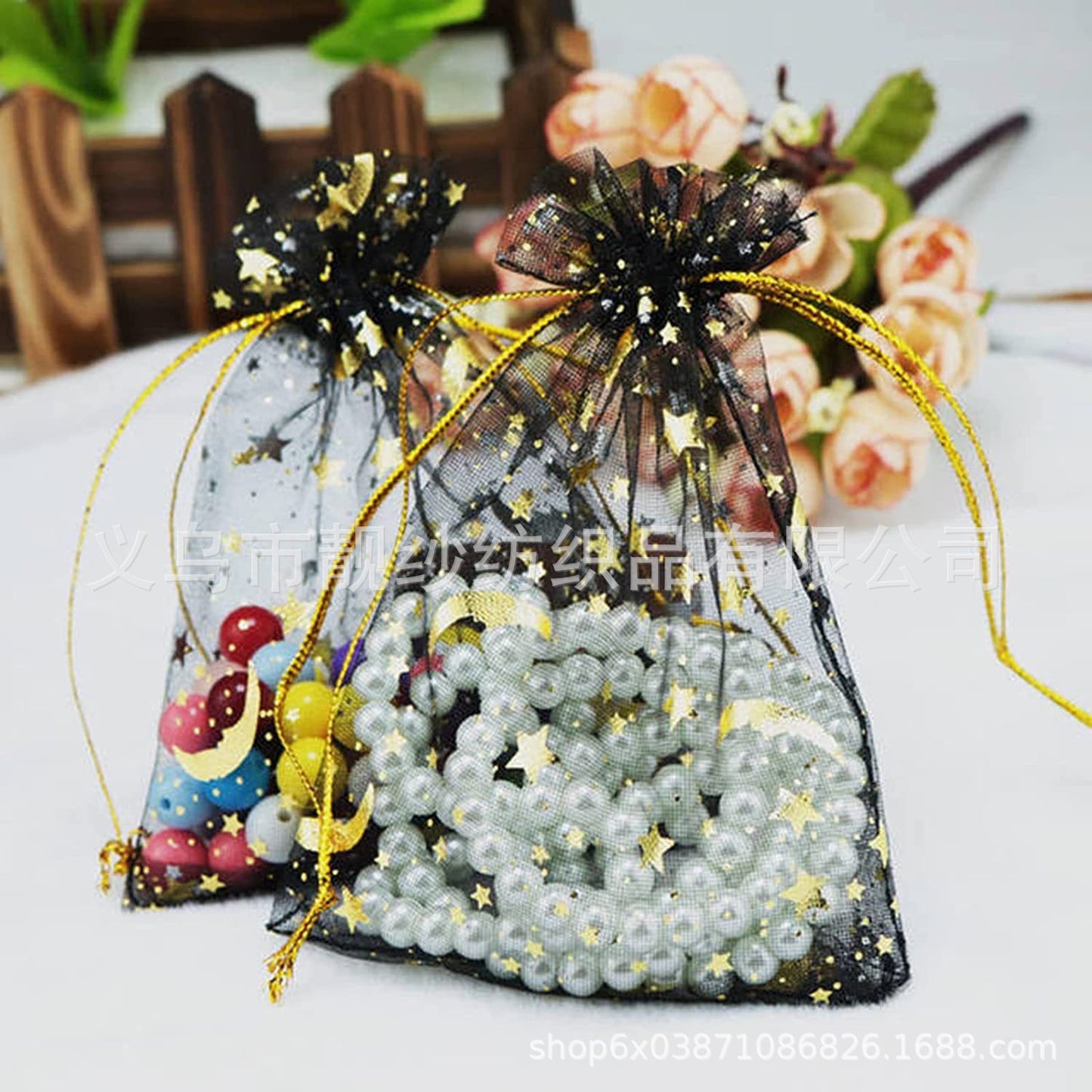 5pcs Moon & Star Organza Drawstring Bag