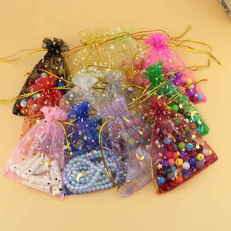 5pcs Moon & Star Organza Drawstring Bag