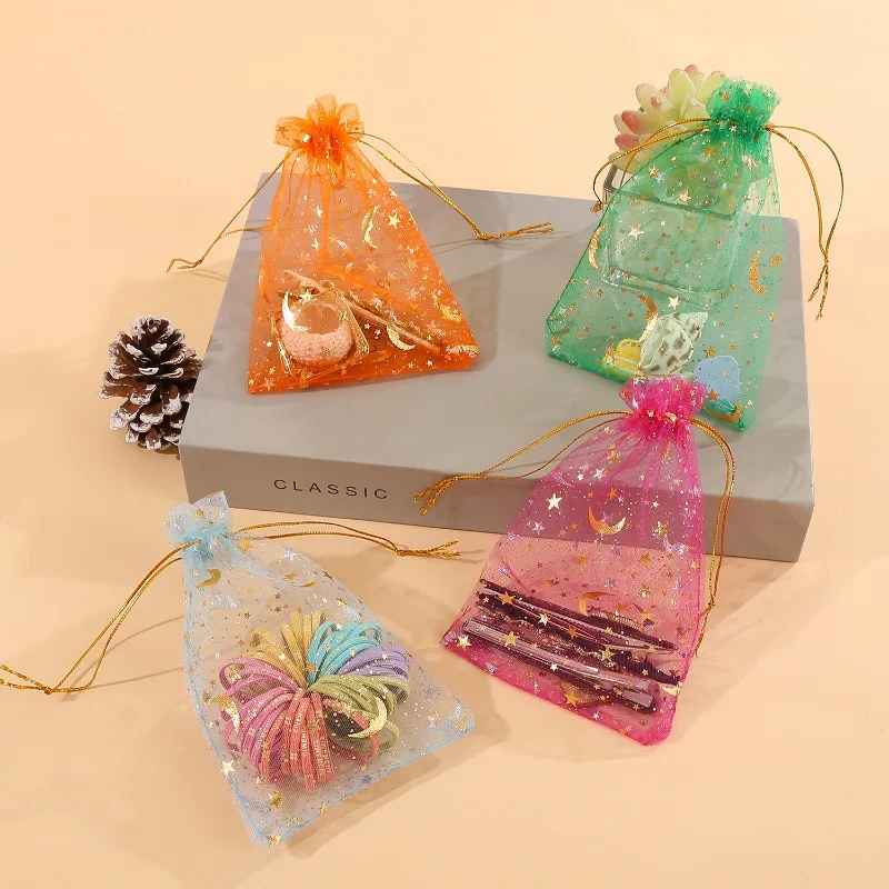 5pcs Moon & Star Organza Drawstring Bag