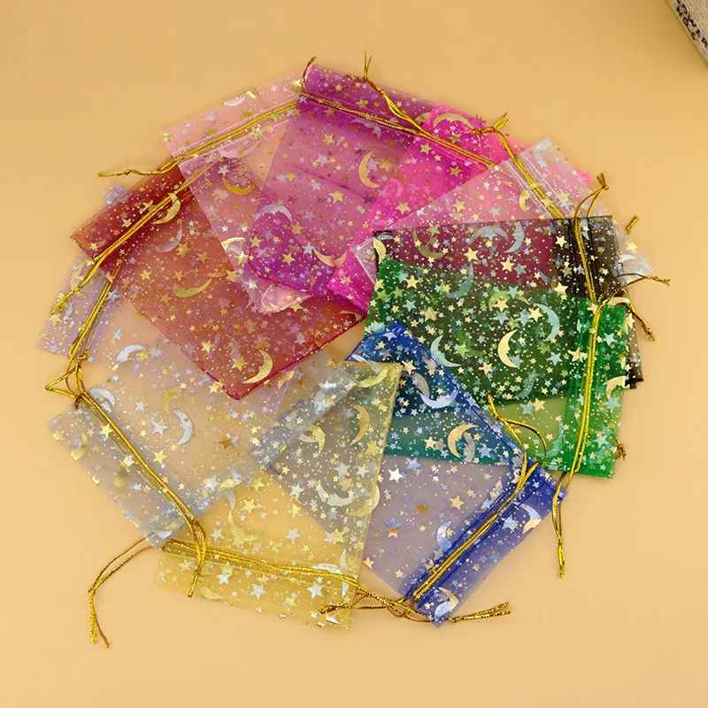 5pcs Moon & Star Organza Drawstring Bag