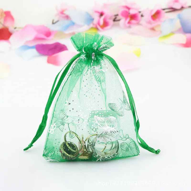 5pcs Butterfly Organza Drawstring Bag