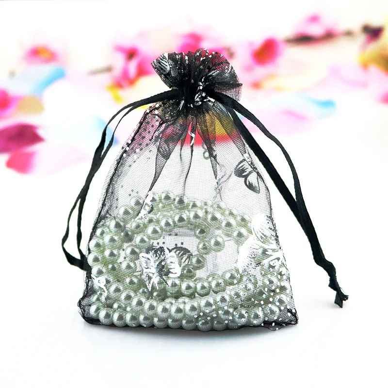 5pcs Butterfly Organza Drawstring Bag