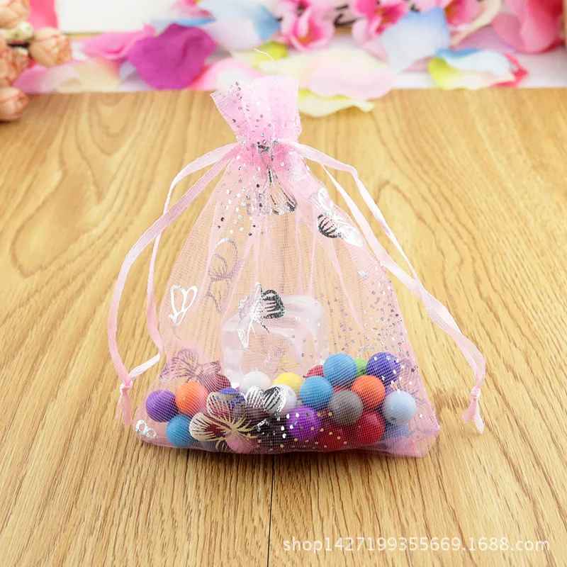5pcs Butterfly Organza Drawstring Bag