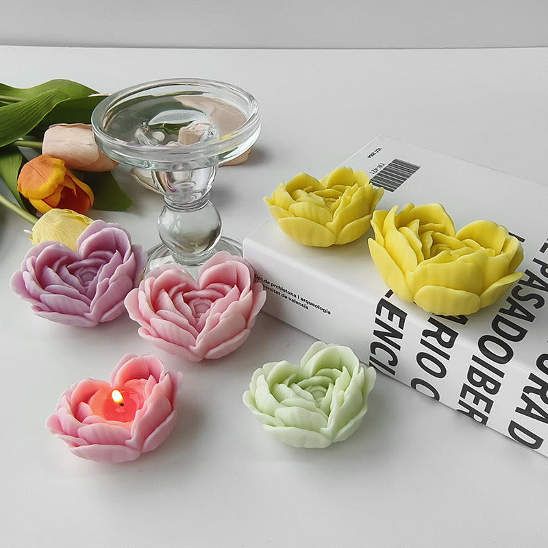 Heart Rose Flower Candle Silicone Mold