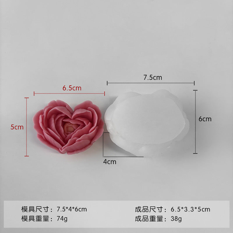 Heart Rose Flower Candle Silicone Mold
