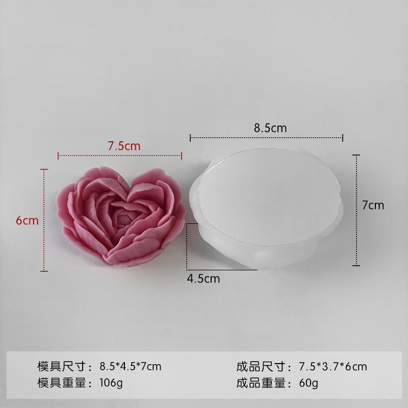 Heart Rose Flower Candle Silicone Mold