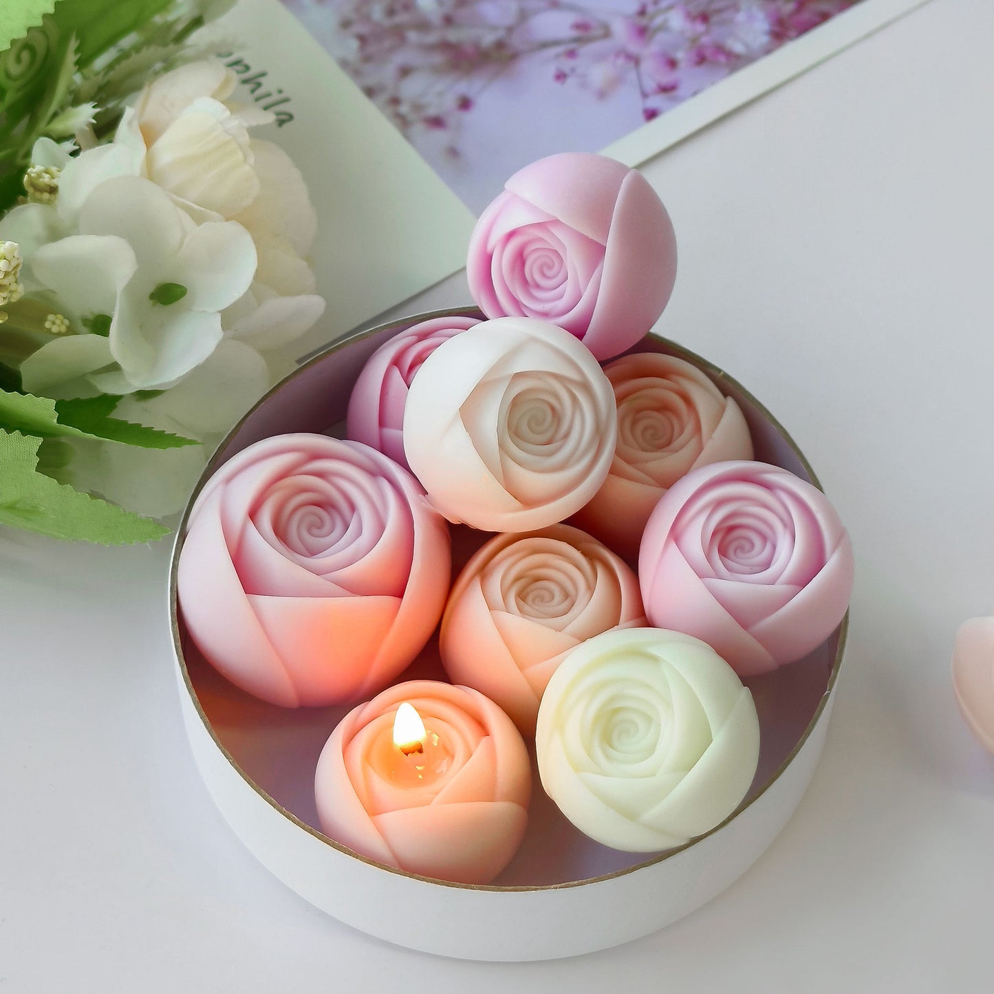 Rose Flower Candle Silicone Mold