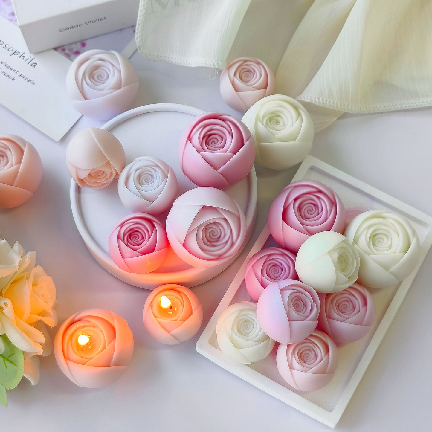 Rose Flower Candle Silicone Mold