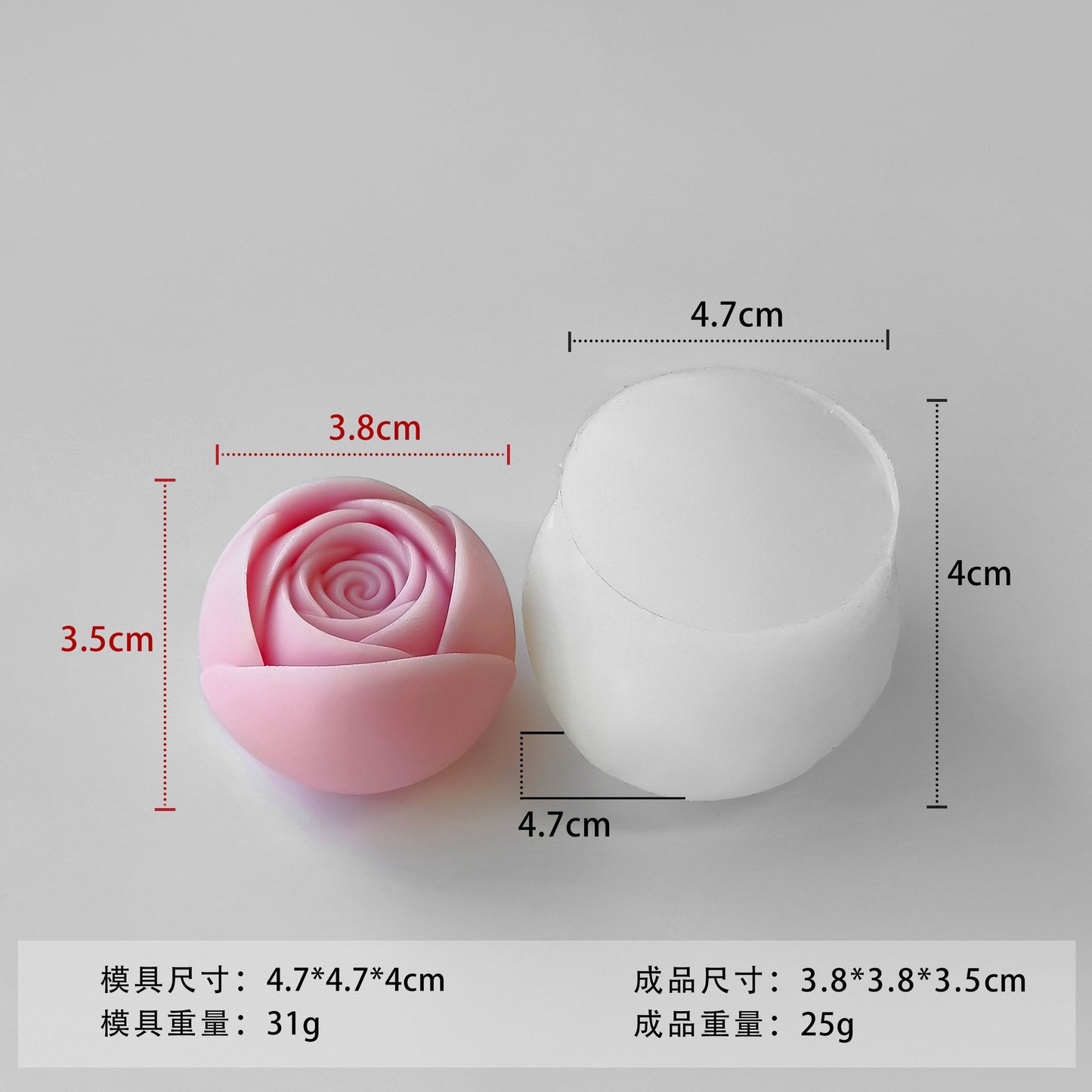 Rose Flower Candle Silicone Mold