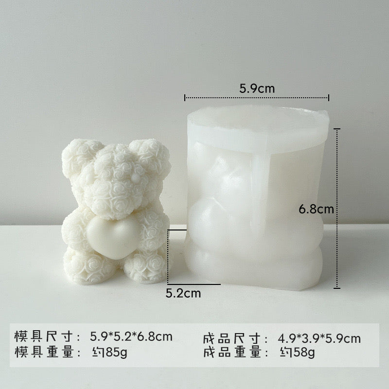 Rose Bear Candle Silicone Mold