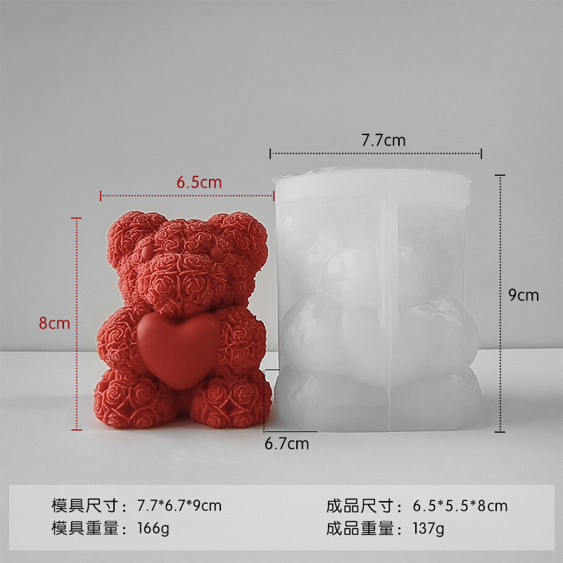 Rose Bear Candle Silicone Mold