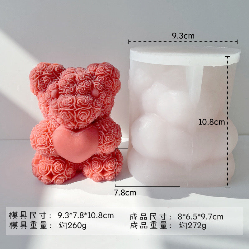 Rose Bear Candle Silicone Mold
