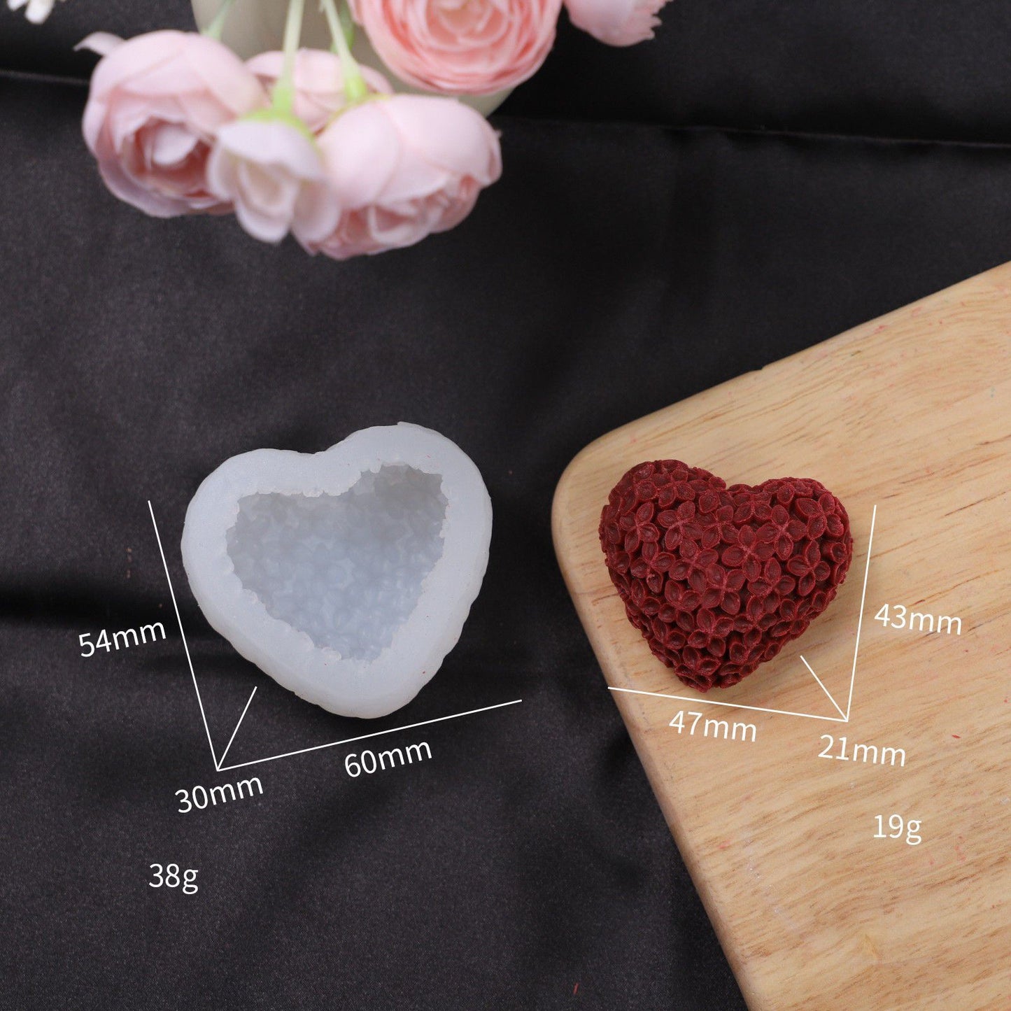 Heart Flower Silicone Candle Mold