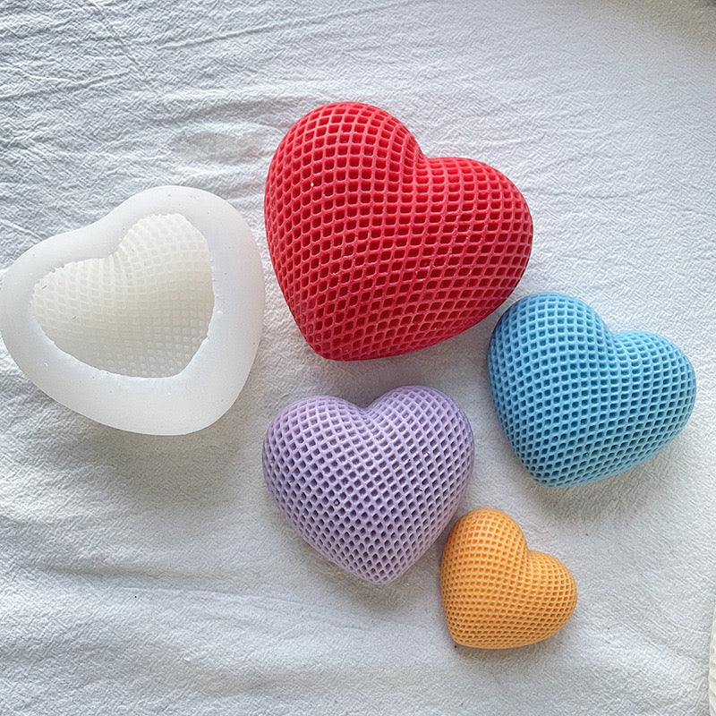 Grid Heart Shape Candle Silicone Molds