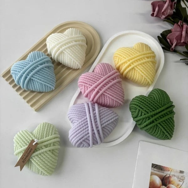 Wool Heart Shaped Candle Silicone Mold