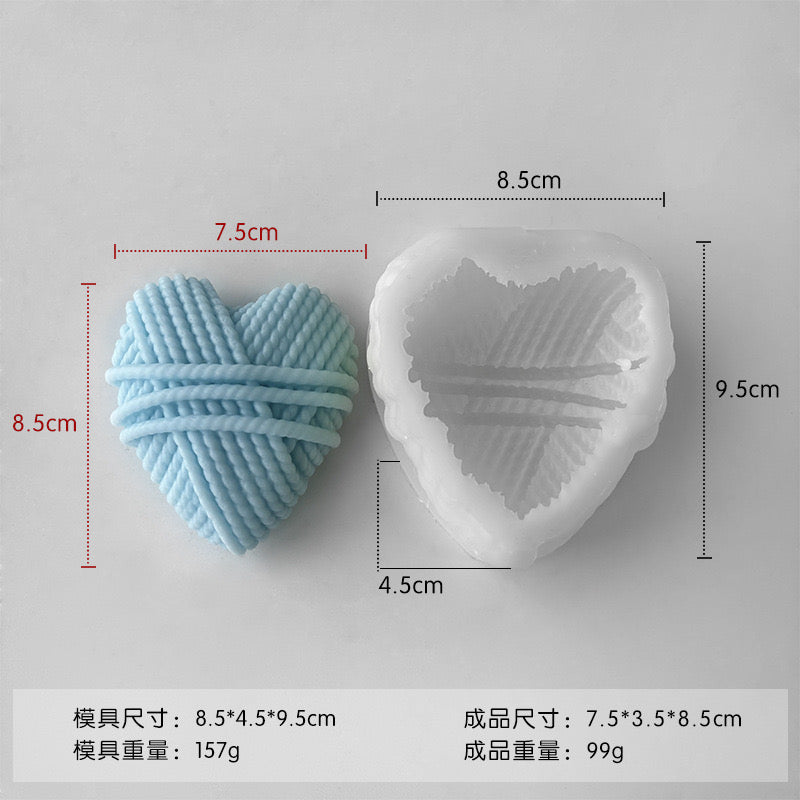 Wool Heart Shaped Candle Silicone Mold