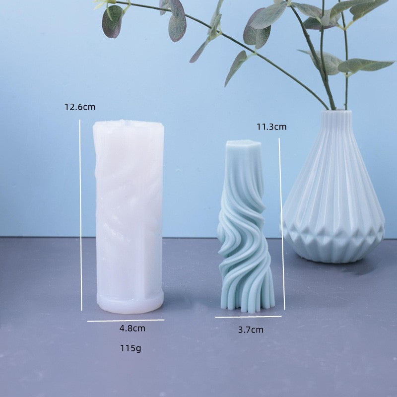 Striped Cylinder Pillar Candle Silicone Mold