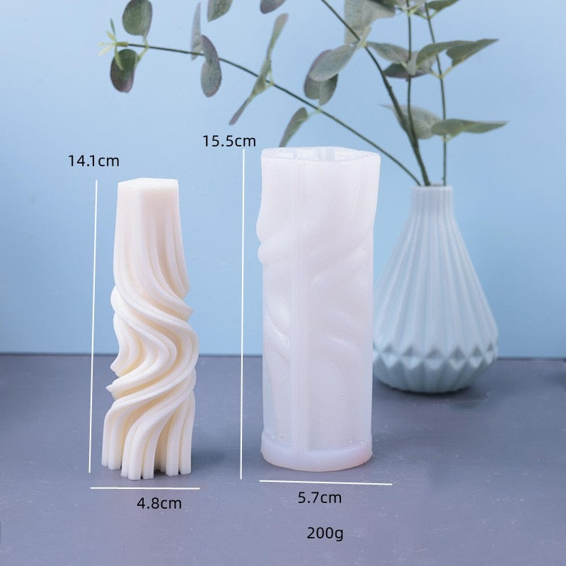 Striped Cylinder Pillar Candle Silicone Mold