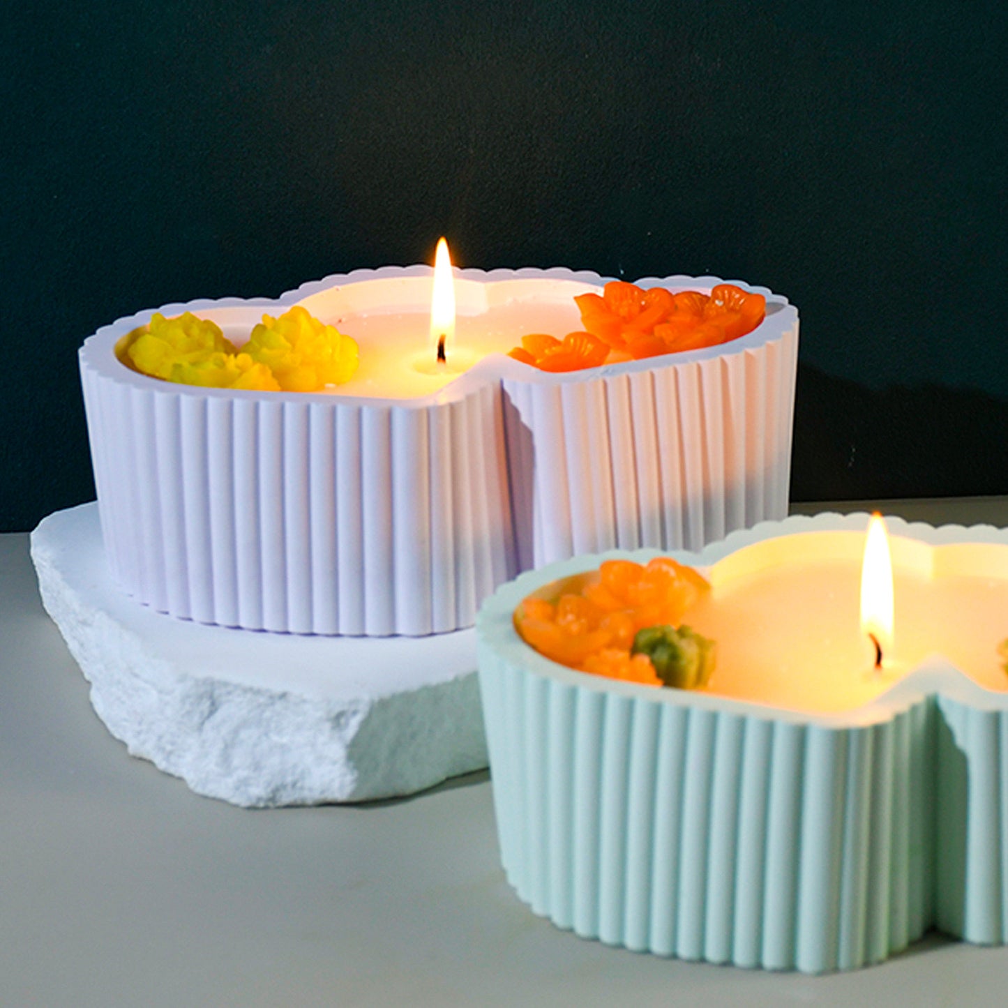 Double Heart Candle Jar Mold