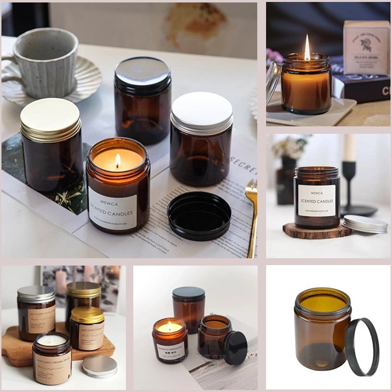 Brown Candle Jar Glass Bottle