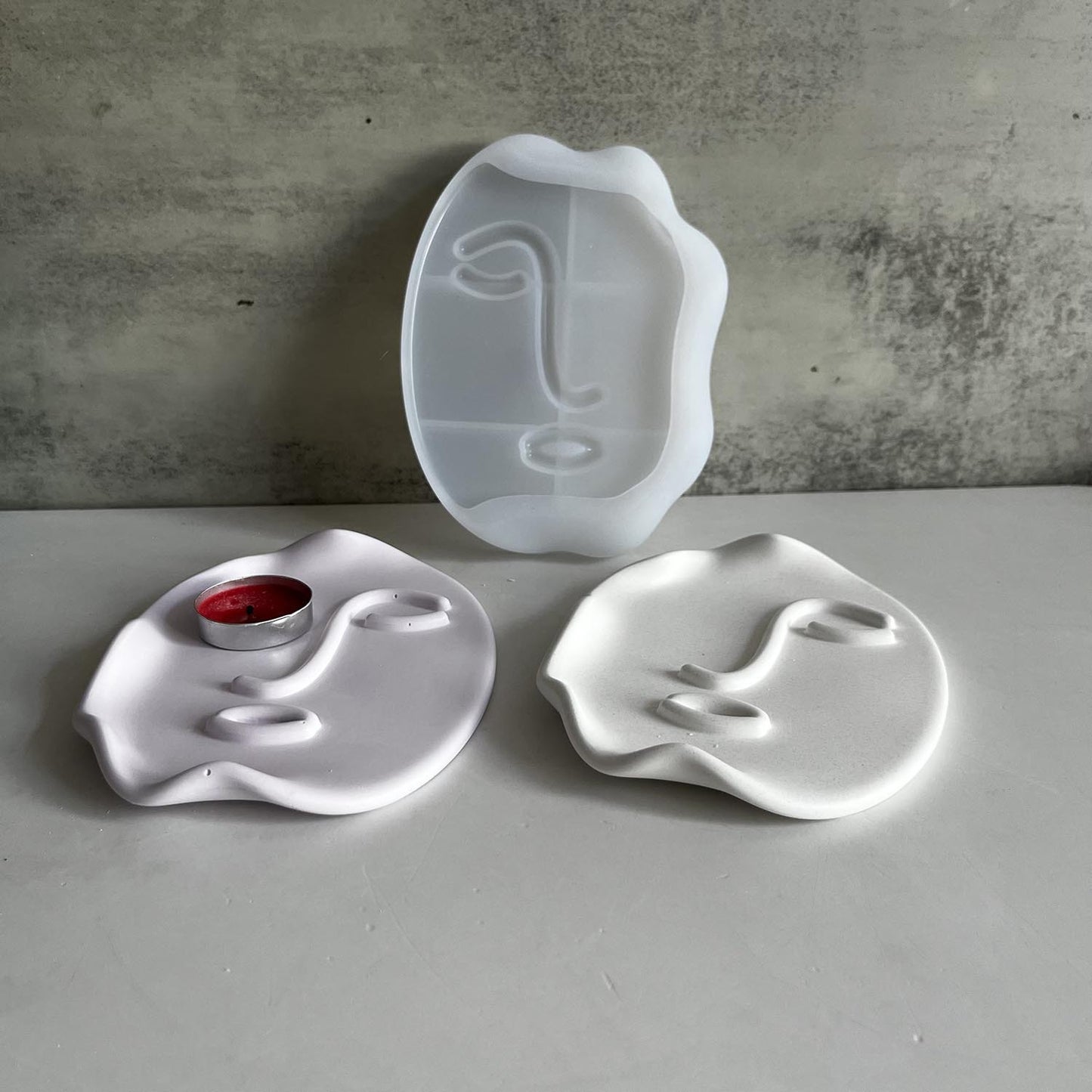 Abstract Face Trinket Tray Silicone Mold