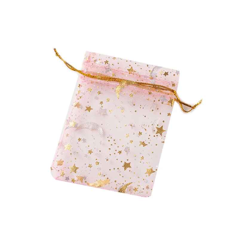 5pcs  Moon & Star Organza Drawstring Bag
