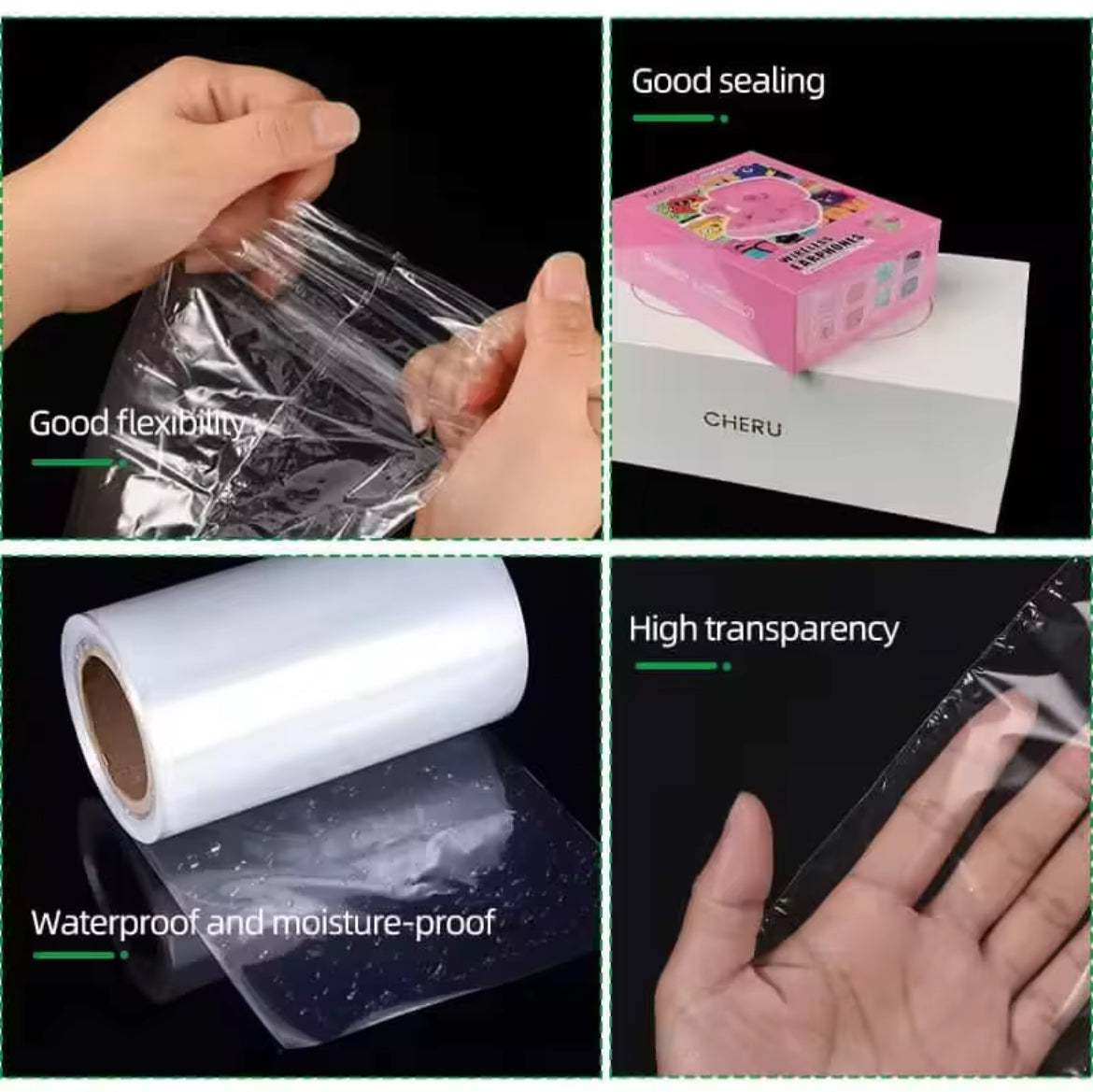 100pcs Transparent Heat Shrinkable Plastic Wrap