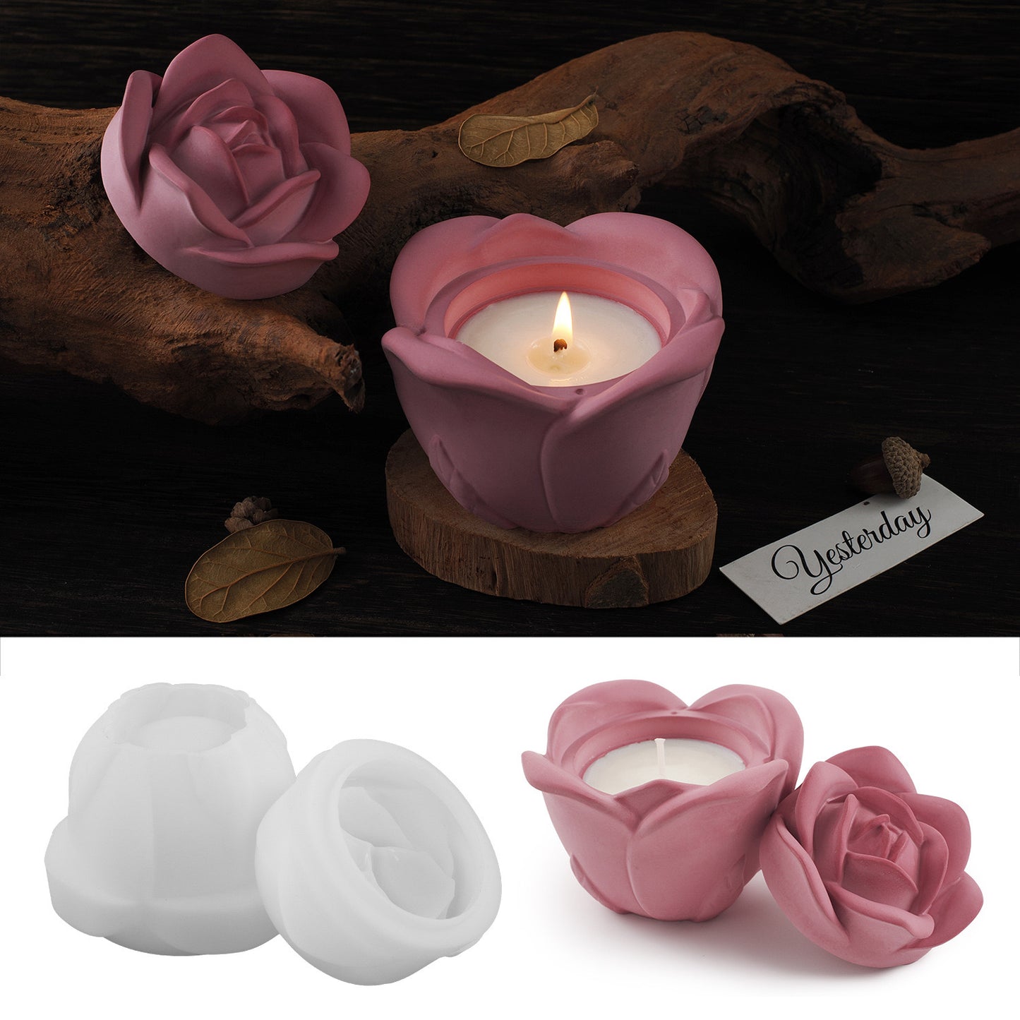 Rose Candle Jar Silicone Mold