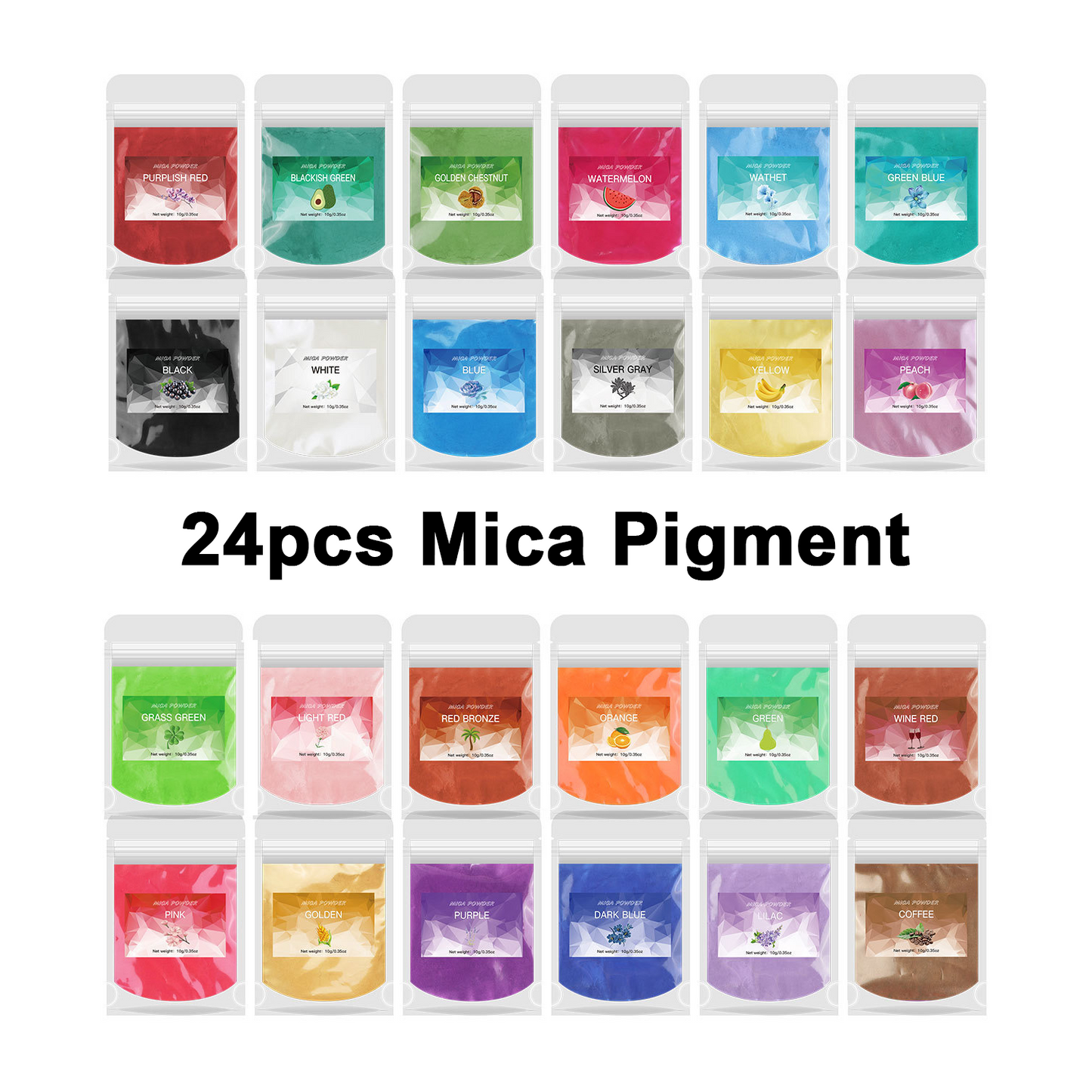 12-24pcs Mica Powder Pigment