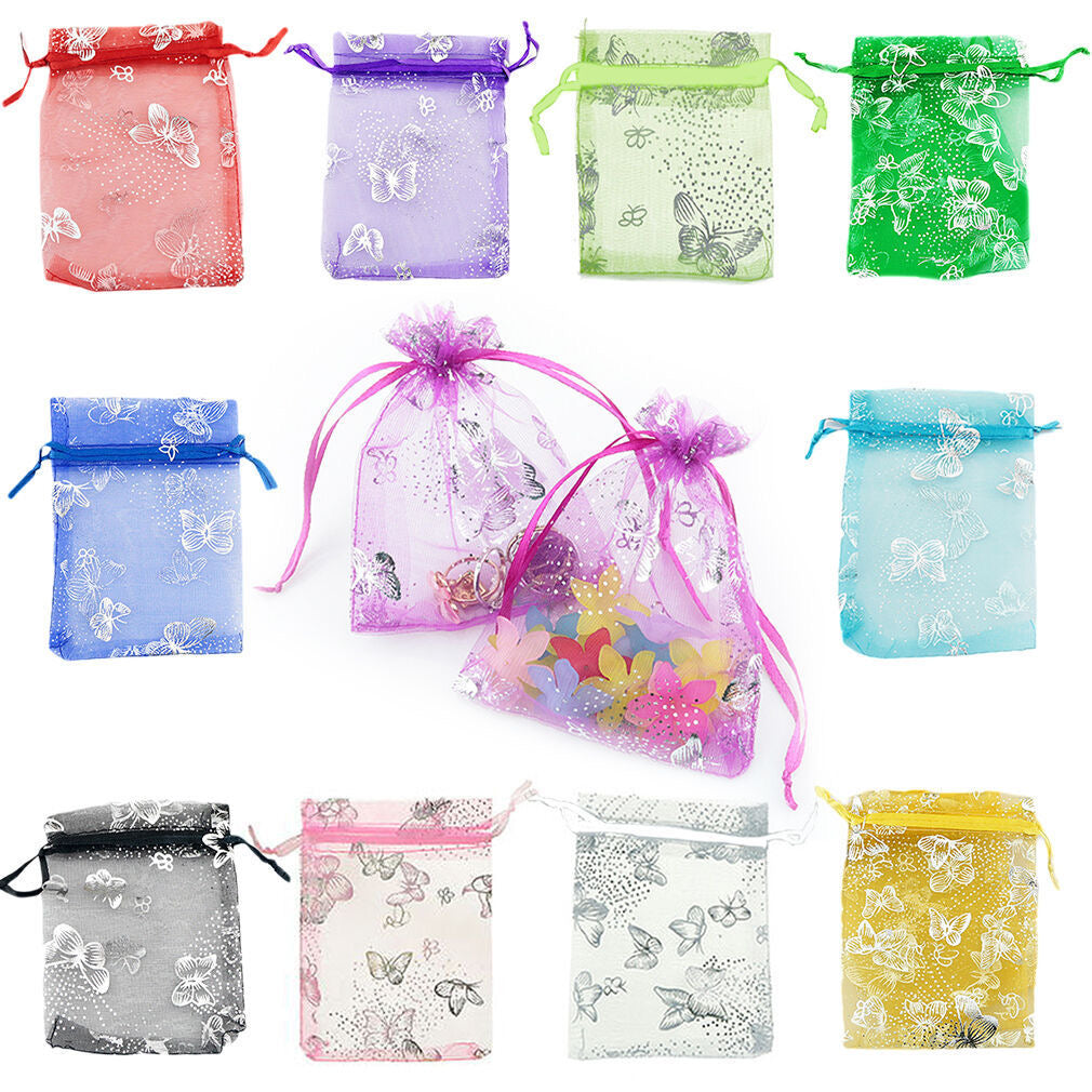 5pcs Butterfly Organza Drawstring Bag