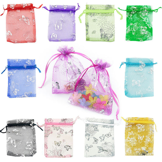 5pcs Butterfly Organza Drawstring Bag