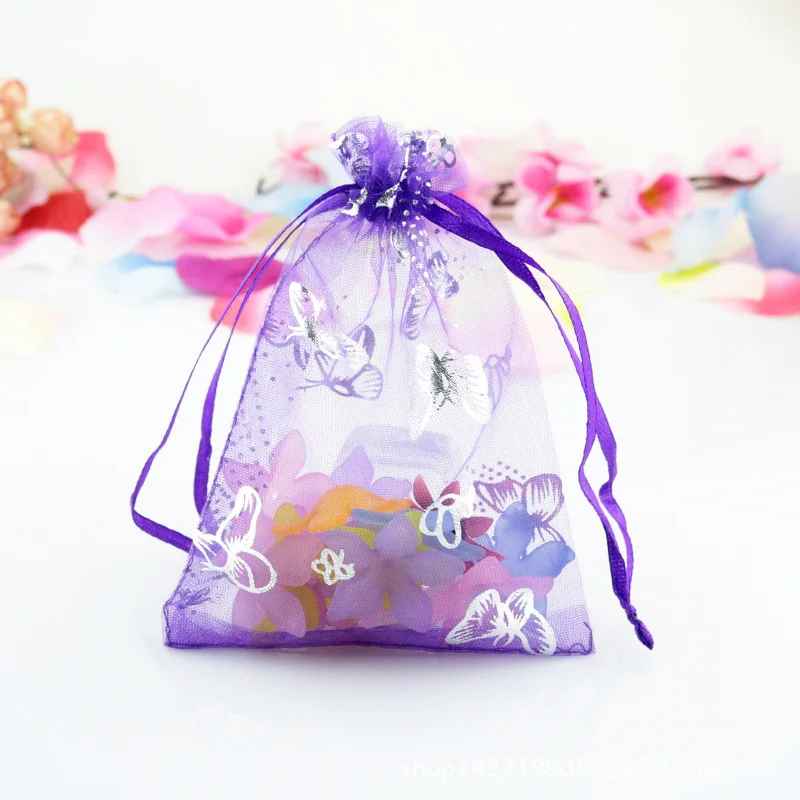 5pcs Butterfly Organza Drawstring Bag