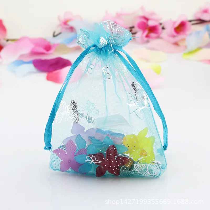 5pcs Butterfly Organza Drawstring Bag