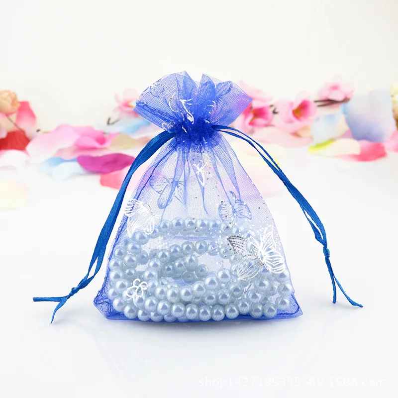 5pcs Butterfly Organza Drawstring Bag