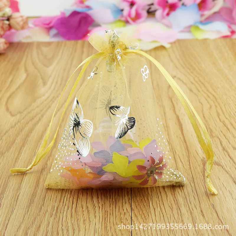 5pcs Butterfly Organza Drawstring Bag