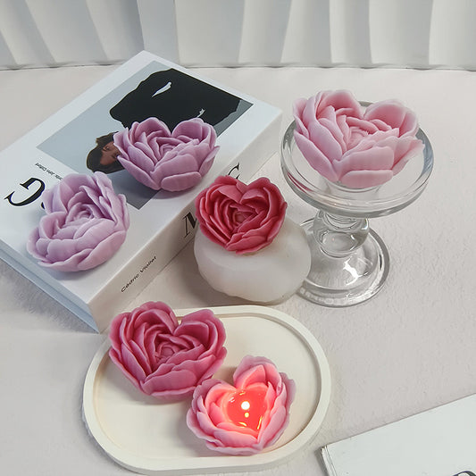 Heart Rose Flower Candle Silicone Mold