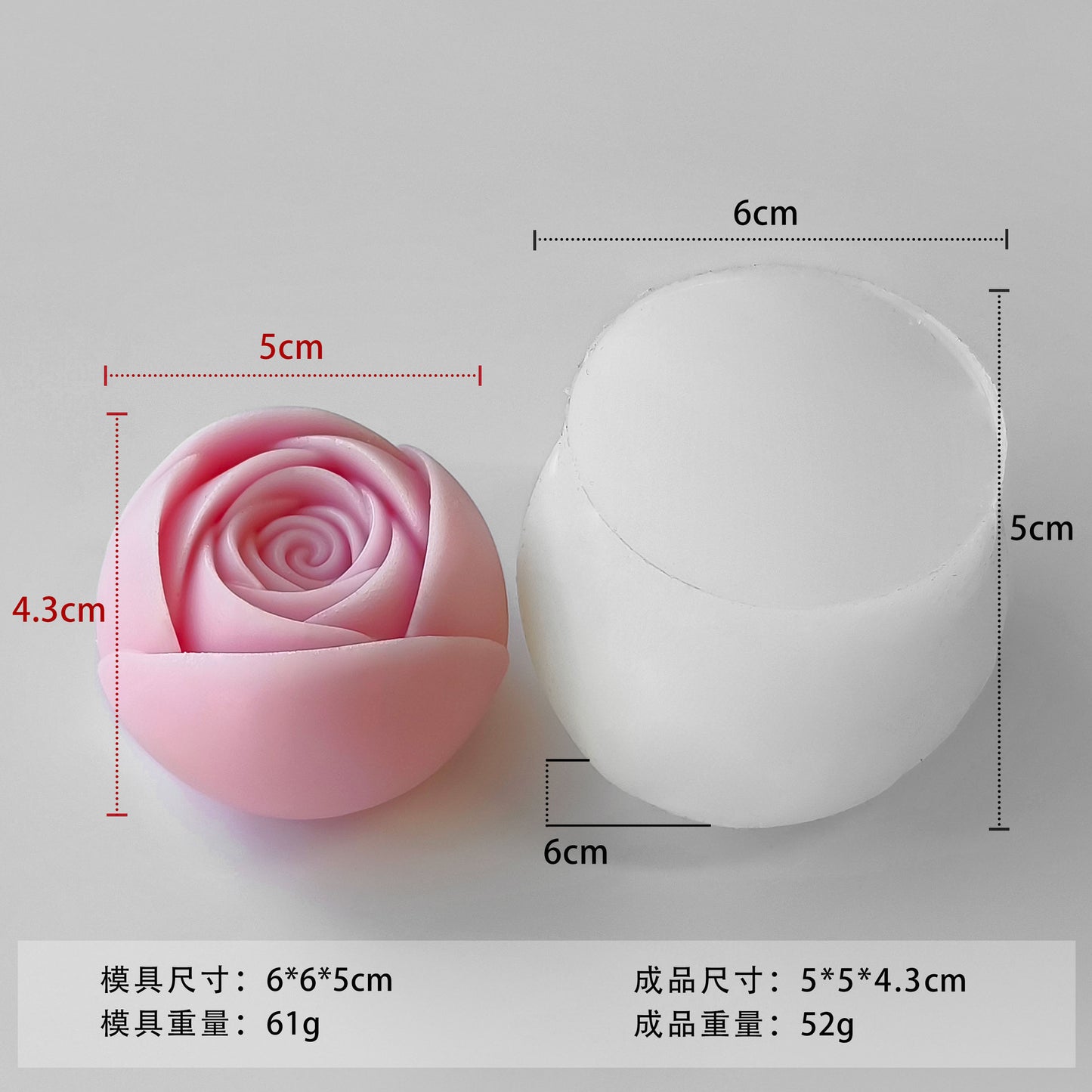 Rose Flower Candle Silicone Mold