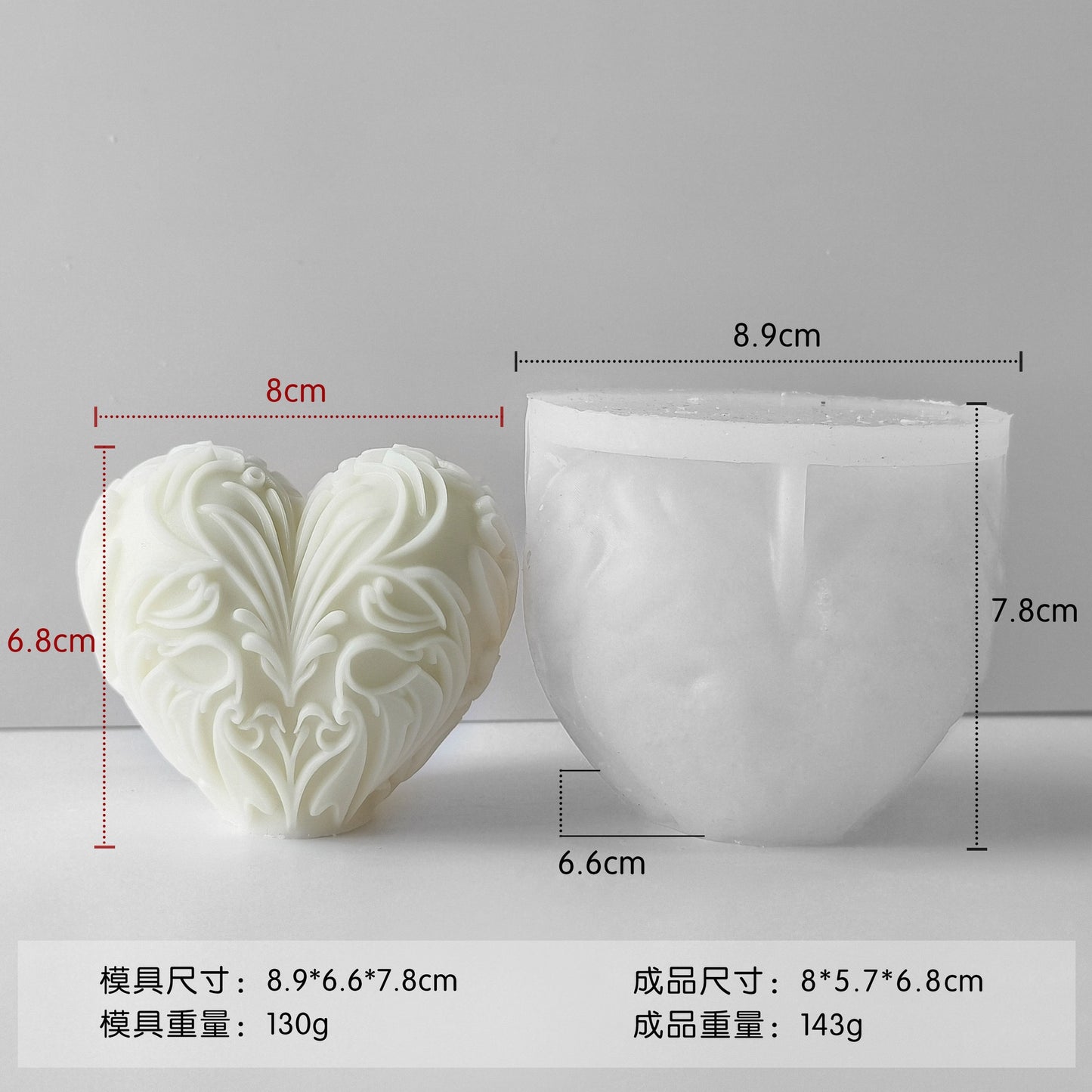 Heart Candle Silicone Mold