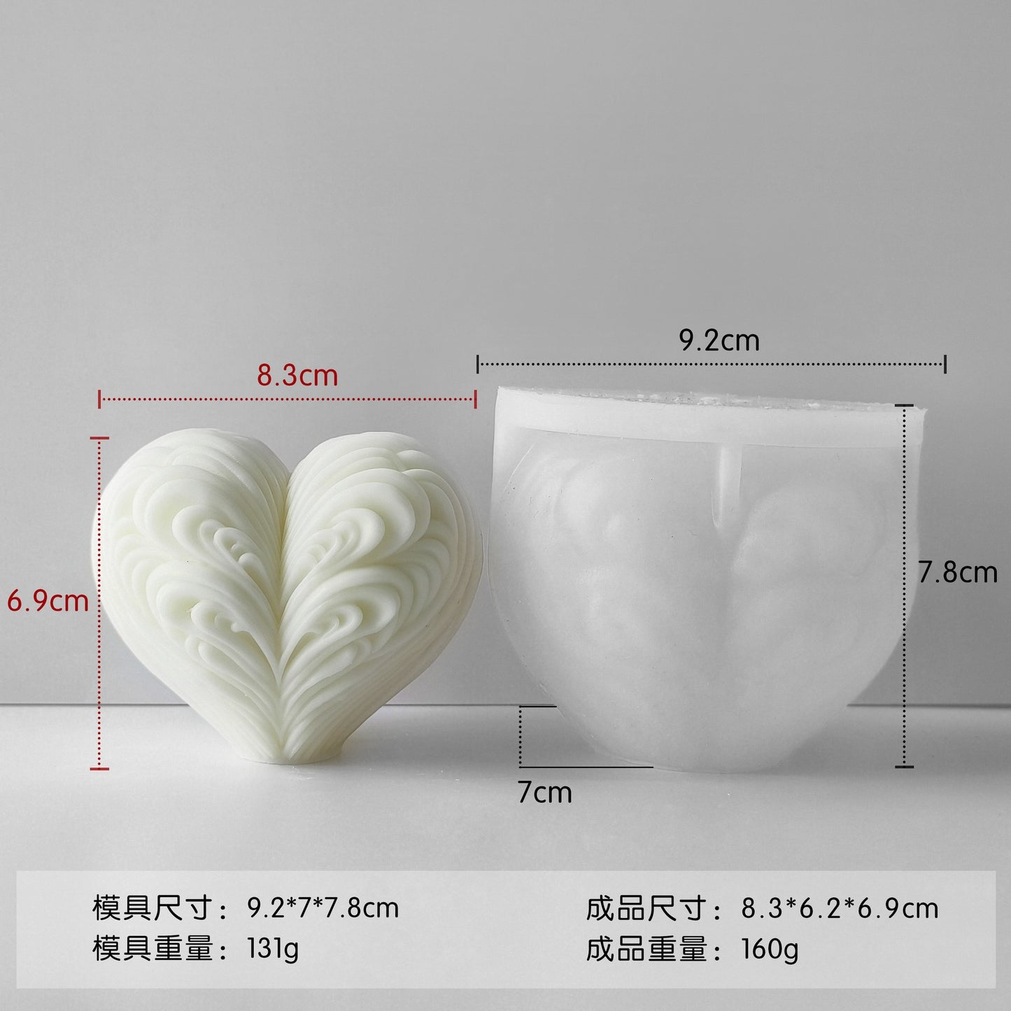 Heart Candle Silicone Mold