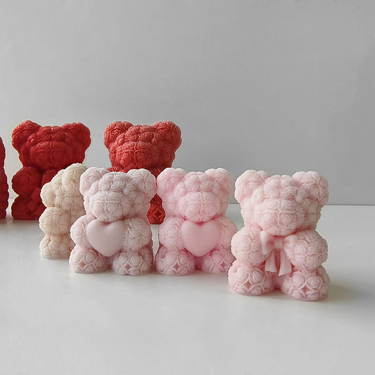 Rose Bear Candle Silicone Mold