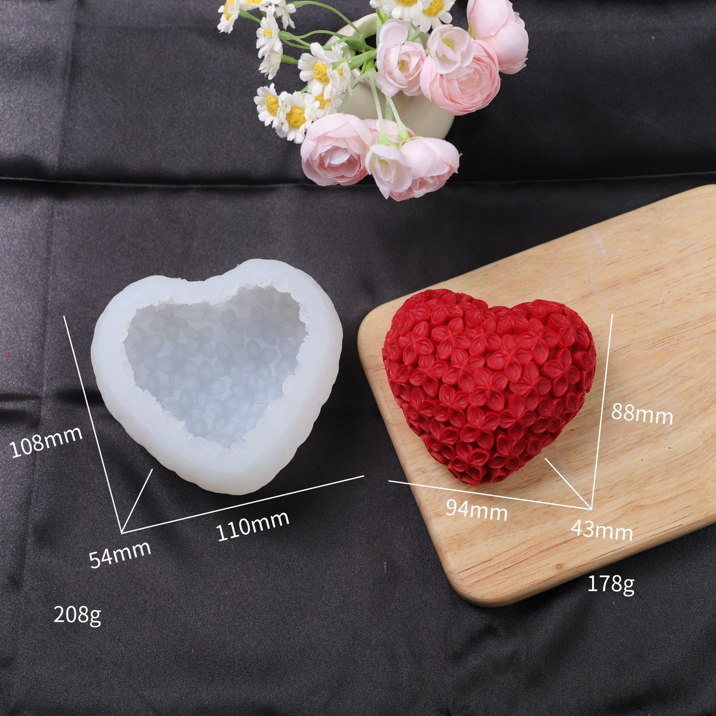 Heart Flower Silicone Candle Mold