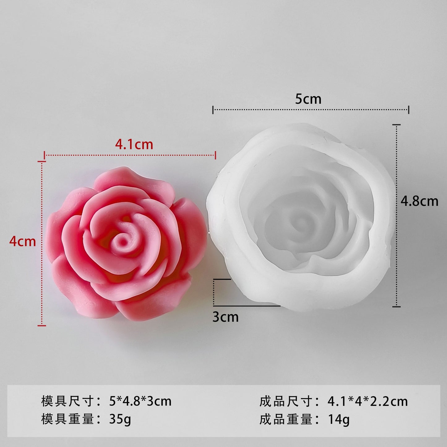 3D Rose Candle Silicone Mold