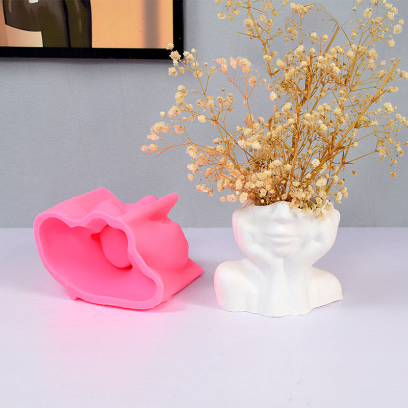 Lady's Face Vase Silicone Mold
