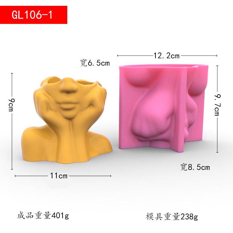 Lady's Face Vase Silicone Mold