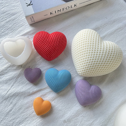 Grid Heart Shape Candle Silicone Molds