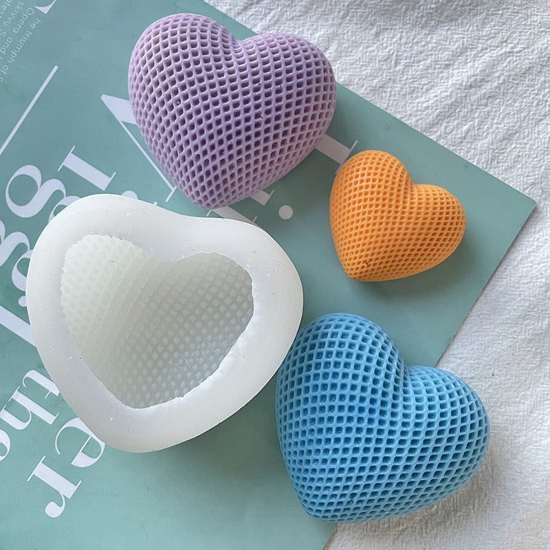 Grid Heart Shape Candle Silicone Molds