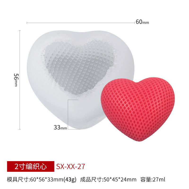Grid Heart Shape Candle Silicone Molds